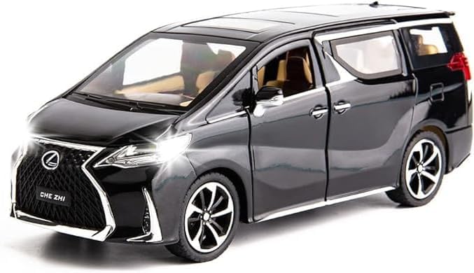 Image of Model Car 1 /24 Lexus LM300 Alloy Pull Back Metal Collectible Toy Car with Light and Sound Toy Vehicle Door Can be Opened-Black (Black)