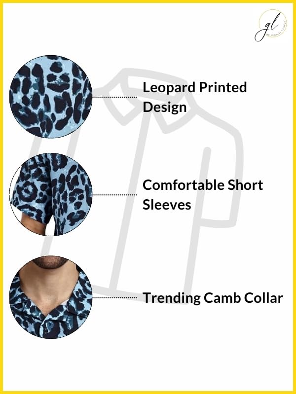 Image of GRECIILOOKS Men Rayon Casual Stylish Printed Regular Fit Formal Half Sleeve Shirt