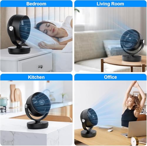 JRD 13 lnch 28dB Quiet Desk Fans for Bedroom, Room Fan with Remote,90 Oscillating Table Fan,120° Adjustable Tilt,3 Speeds, 7H Timer for Whole Room Home Office Living Room — view 6