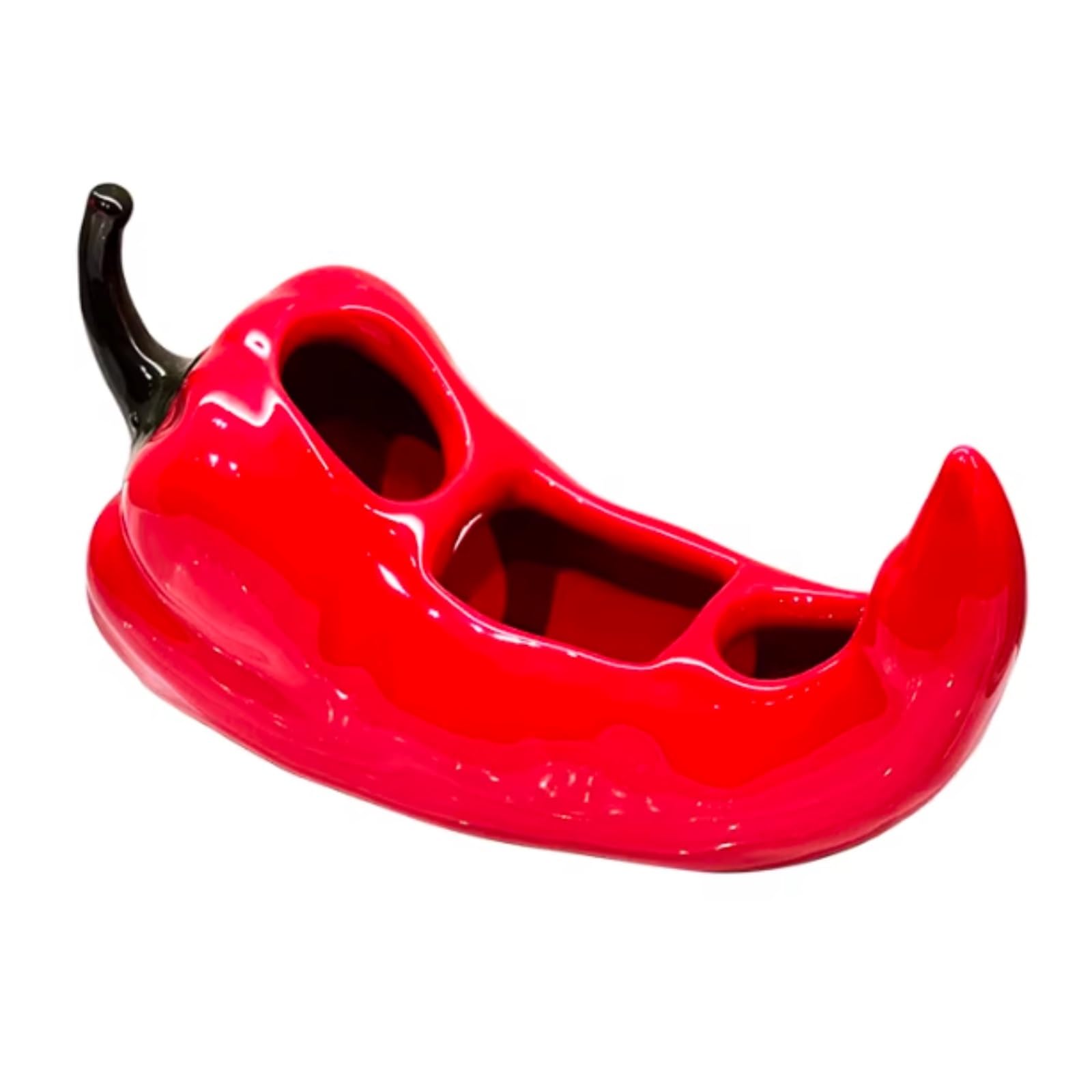Porta Spazzolino Decorazione, Portaspazzolino Da Appoggio A Forma Di Peperoncino For Vanità In Ceramica Bagno Multifunzione Moderno(Rot)