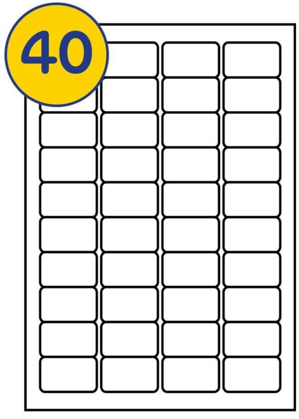 LABELS4U 500 Sheets A4, 40 Labels per Sheet, Size 45.7 x 25.4mm (20000 Labels)