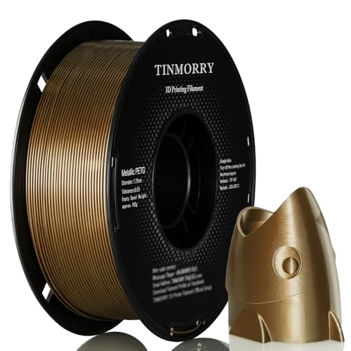 Image of TINMORRY Metallic PETG Filament 1.75mm, Rapid PETG 3D Printer Filament, PETG with a Rapid Flow Rate, Compatible with Bambu Lab FDM 3D Printer, 1KG 1 Spool, Metallic Bronze