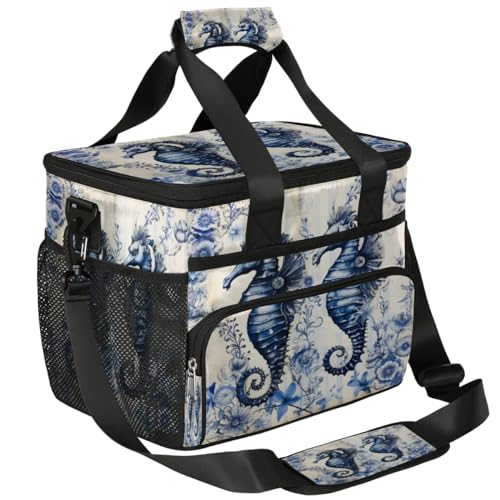 Underwater Seahorse Insulated Picnic Backpack Lunch Box for Women Men Picnic Basket Tote Lunch Bag Picnic Bag Portable Lunch Bags for Picnic, Beach, Work, Trip,Office, Camp Seahorse