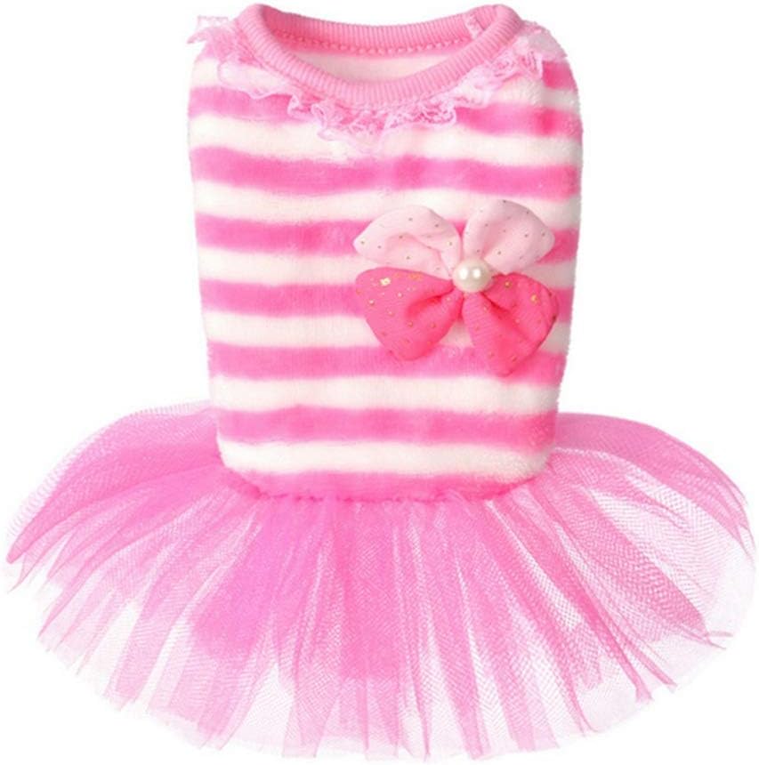 Summer Pet Dress Striped Chihuahua Princess Dog Dresses Noble Dresses for Dogs Suitable Pet Cats Clothes (Color : B Size : Large) (D Large)