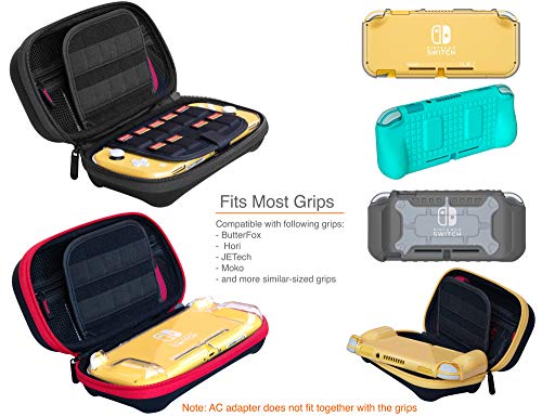 ButterFox Large Carrying Case for Nintendo Switch Lite, Fits Charger, Compatible with Hori Duraflexi Protector, Large Storage Pouch for Switch Lite Accessories (Black)