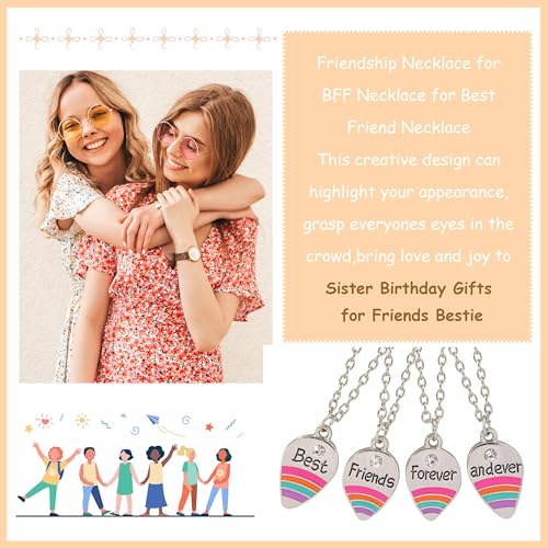 Friendship Necklace BFF Necklace for 2/3/4 Best Friend Love Heart Pendant Birthday Friendship Gifts for Friends Bestie3