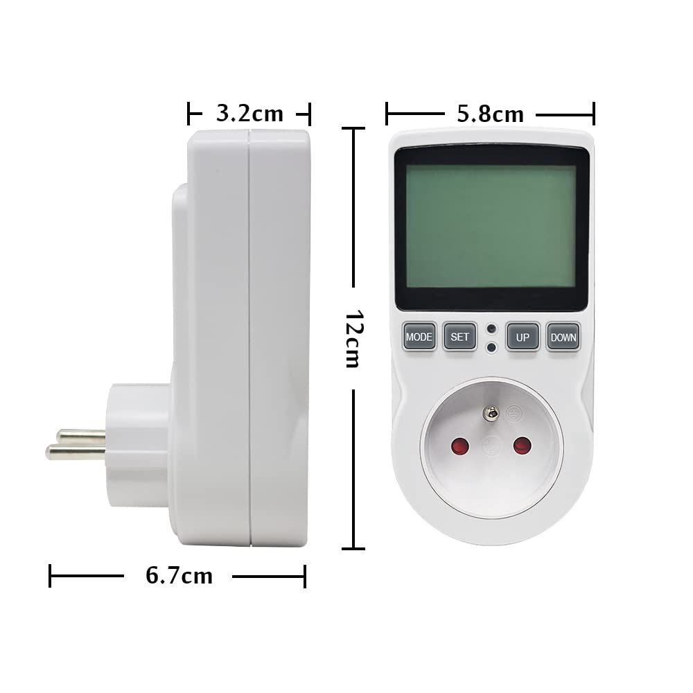KETOTEK Wattmètre Prise Compteur d'Énergie, Consommation d'Énergie avec 11 modes, Écran LCD Rétroéclairé, Compteur d'Énergie Électrique pour Économie d'Energie, Surcharges de Protection, 3680W