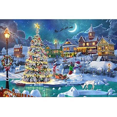 Becko US Puzzles for Adults 1000 Pieces, Wooden Jigsaw Puzzles, 1000 Piece Puzzle for Adults & Kids, Christmas and Holiday (Snow Scene) Cover