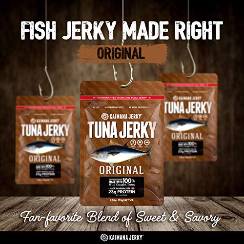 Kaimana Wild-Caught Ahi Tuna Jerky - Original | Rich in Omega-3s & High in Protein | All-Natural & Organic Fish Jerky (3 pack, 2 oz)