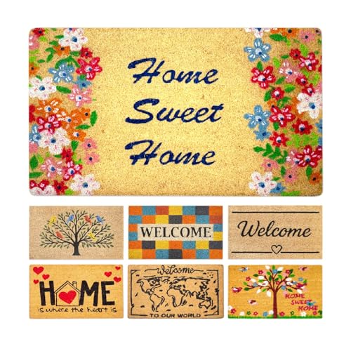 LUA VIKA Paillasson Exterieur Entree - Home Sweet Home - 40x70 cm - Tapis Entree Exterieur Antidérapant - Tapis Coco Interieur - Paillasson Coco Original