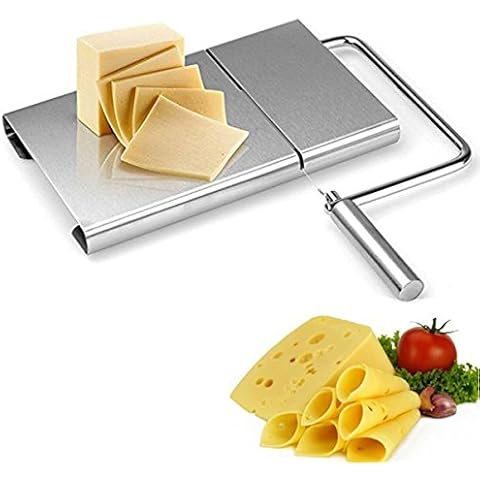 Cheese Slicer Stainless Steel Wire Cutter With Serving Board for Hard and Semi Hard Cheese Butter Cover