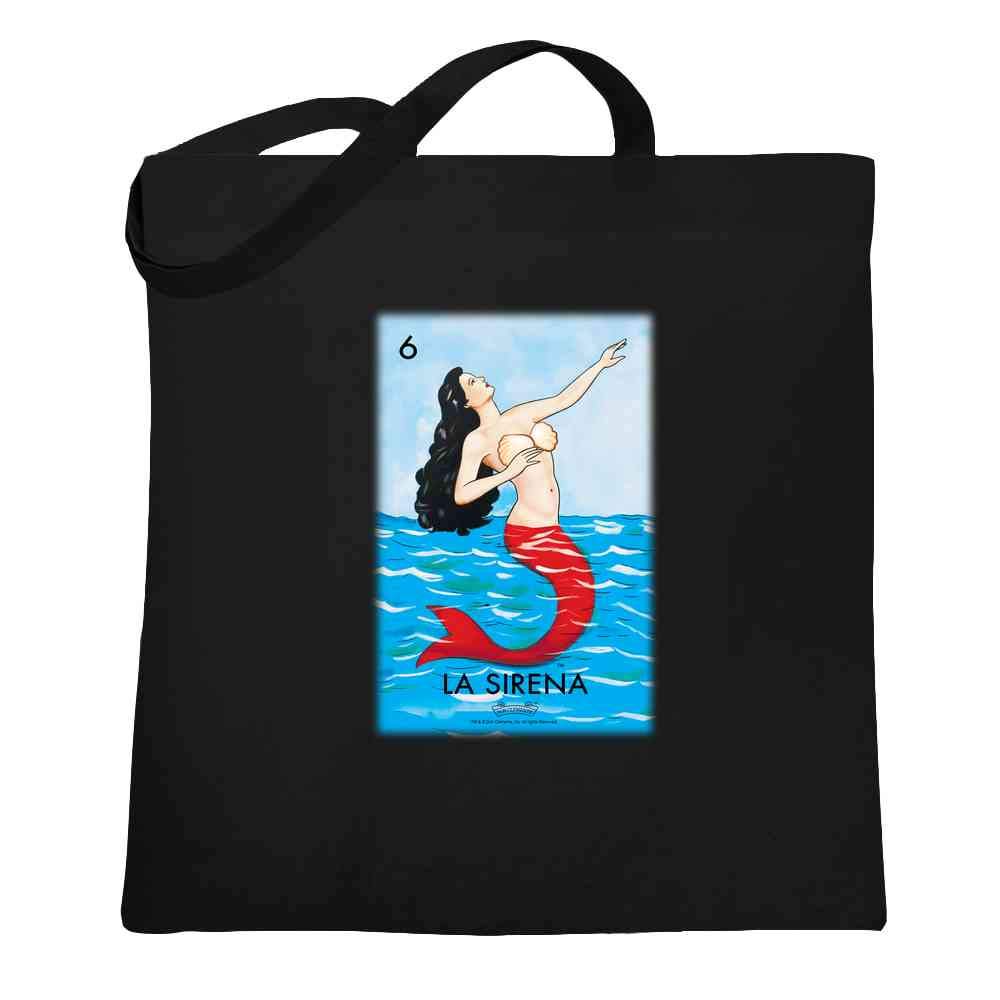 La Sirena Mermaid Loteria Card Mexican Latina Graphic Tote Bag for Adults