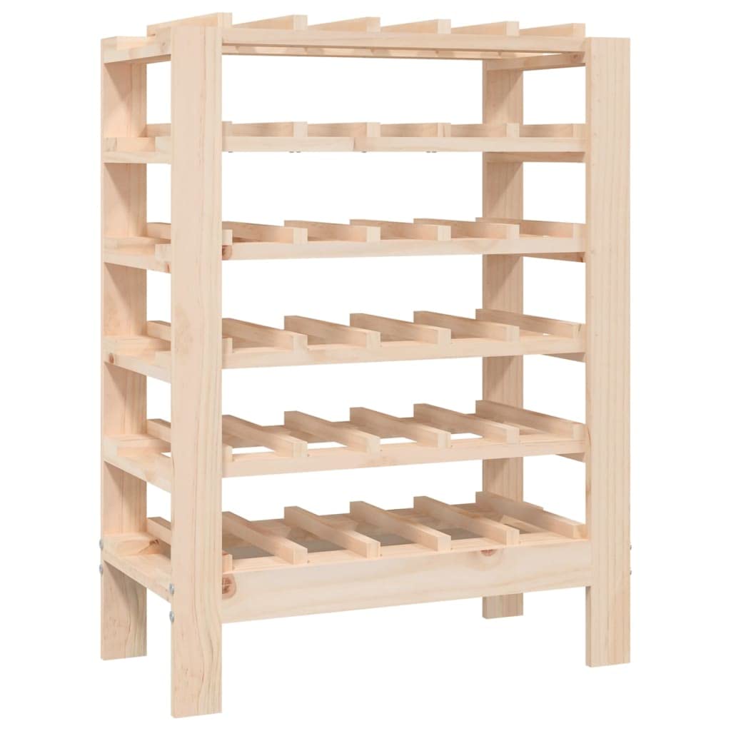 Stojak na wino 30 butelek z litego drewna sosnowego 61,5x30x82 cm