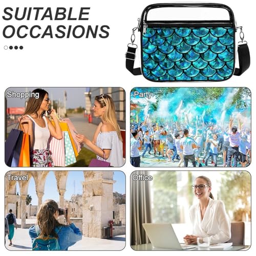 Blilng Fish Dragon Scales Large Crossbody Bag Clear Stadium Bag Anti-Theft Side Shoulder Bags Messenger Bag with 2 Compartments4