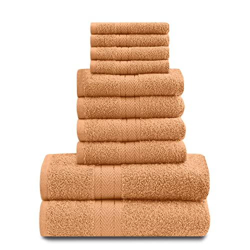 GC GAVENO CAVAILIA Towels Lot de 10 Serviettes de Bain 100% Coton égyptien, 4 Visage, 4 Mains, 2 Serviettes de Bain, de qualité supérieure, très absorbantes,...