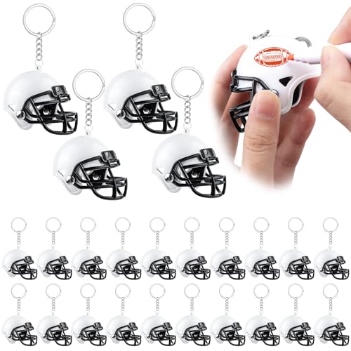 LSGYPAQ 12PCS Mini Rugby Helmet Keychains White Football Helmets, Football Mini Helmets Keychain...