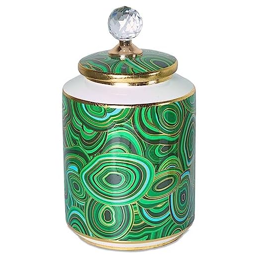 Tibor 30cm Verde Linea Dorada Top Cristal Melanie Jarrones, centros Decorativos Cerámica 16 * 30 * 16 Presume de casa