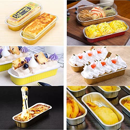 50Pack Aluminum Foil Mini Loaf Pans With Lids, Rectangular Baking Cup Muffin Tins For Mini Cakes, Baking Cupcakes, Displaying Various Desserts (Black) #TOP3