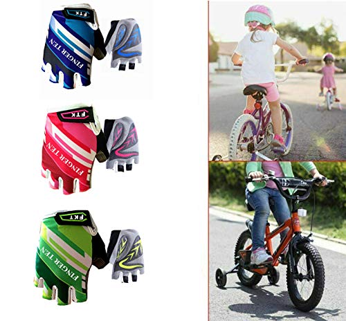 image for FINGER TEN Kids Junior Cycling Gloves Boy Girl Youth, Outdoor Sport Ro