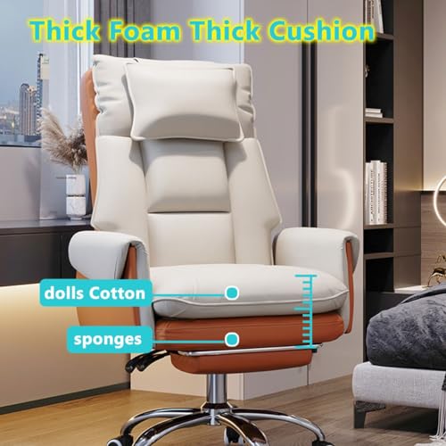 Chaise de travail hauteur réglable pivotante cuir blanc Boss