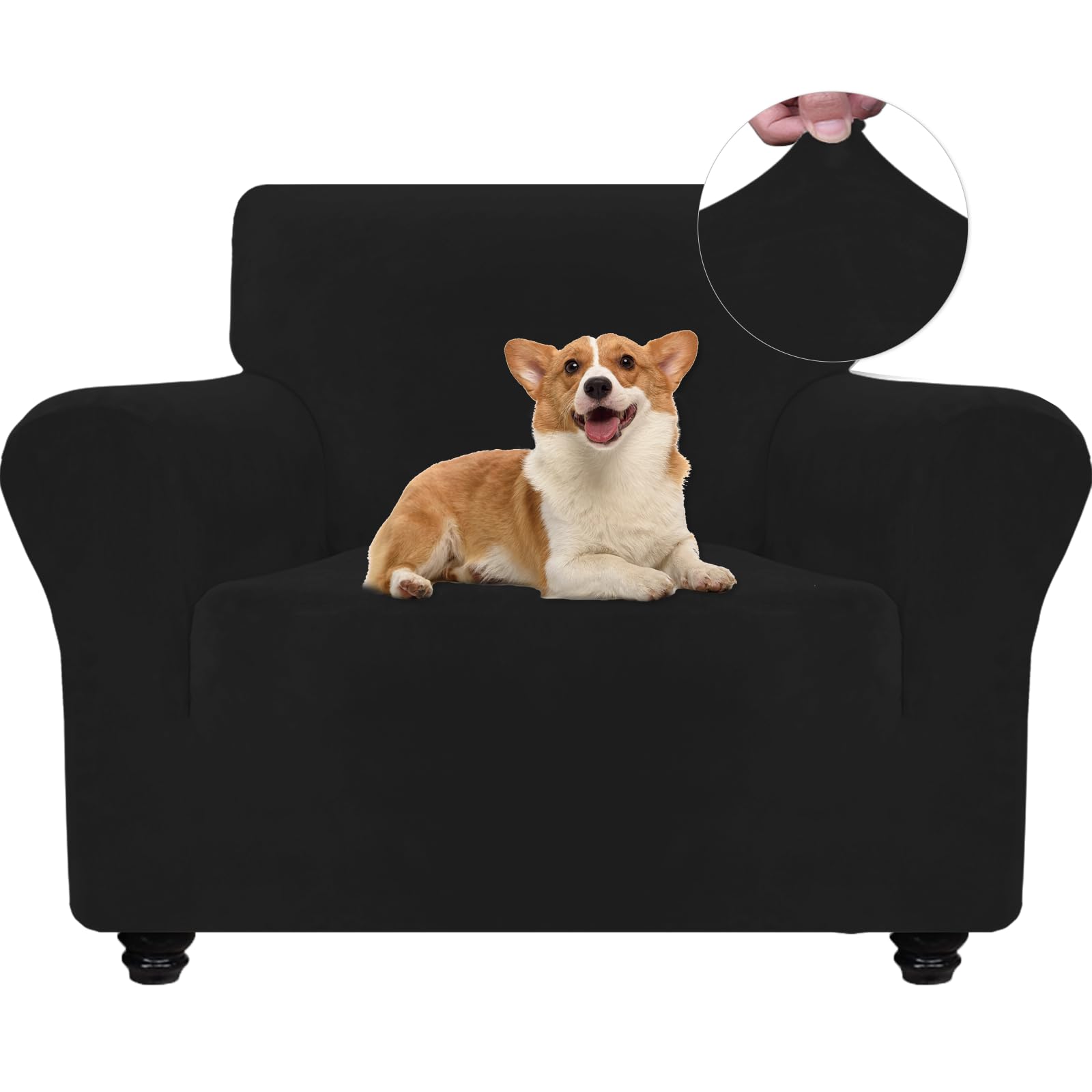 Ystyle Copridivano Velluto, Copripoltrona 1 Posto con Braccioli, Copridivano AntiGraffio Gatto, Copri Divano Elasticizzato, Copridivani Antimacchia Lavabile Antiscivolo, Nero
