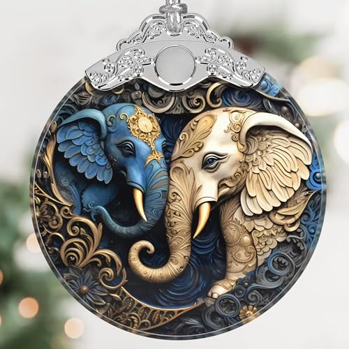 Éléphant de Noël en verre teinté suspension sapin originale