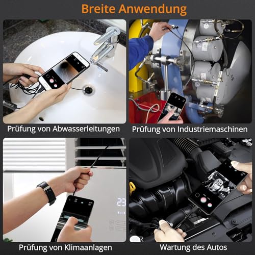 Neoteck Endoskopkamera 1920P HD Snake Inspektion Endoskop Wasserdicht mit 8 LED Leuchten...