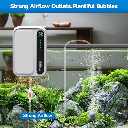 Image of Aquarium Air Pump Rechargeable Aerator for Bait Bucket, Portable Battery Powered Air Pump for Aquarium, Fish Tank Air Pump Bubbler Aerator for Outdoor Fishing