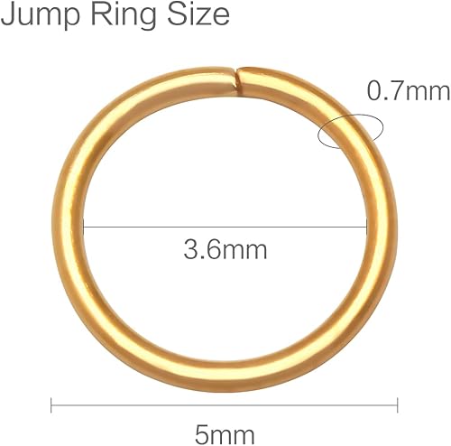 Miniatura 2 de 600 anillos de salto abiertos de oro de 0.197 in, utilizados para llaveros, fabricación de joyas, mantenimiento de collares y decoración de aretes,