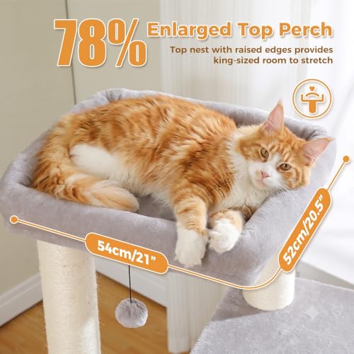 Image of PAWZ Road Large Cat Tree, 45 inch Heavy Duty Cat Tower with Dual Condos, Gray