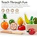 HERSITY Wooden Play Food for Kids Kitchen Cutting Fruits Toys Pretend Play Sets for Toddlers Gift for Boys Girls 18 Months+ Montessori Educational Toy
