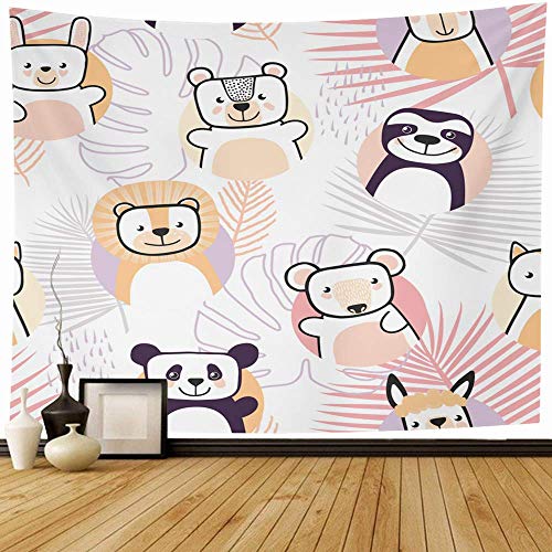 Tapestry Wall Hanging Artwork Pet Alpaca Pattern Simpatici animali Personaggi Fauna selvatica Almanacco Baby Bear Calendario Collezione Arazzi di coniglio Decorazioni per la casa per soggiorno Camera