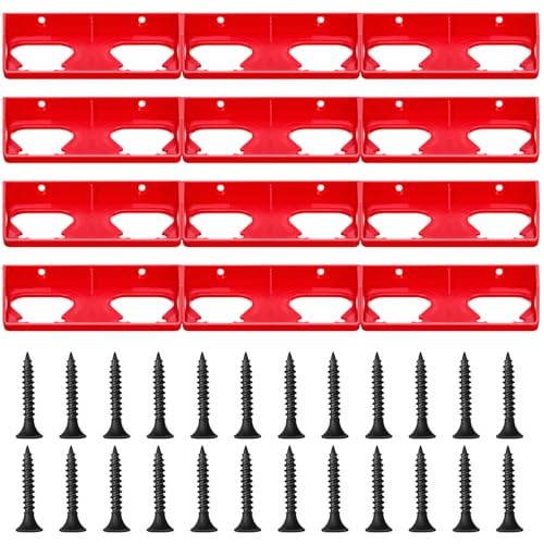 Briwooody 24 Slot M12 Battery Holder Battery Wall Mount Holder Compatible with Milwaukee 12 Batteries Wall Mount Batteries Organizer Garage Tool Holders Storage for Shelf Toolbox with Screws