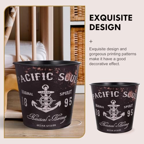 Bote de basura decorativo estilo europeo de hierro negro miniatura 5