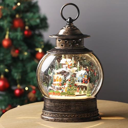 image for Gorrzai Village Snow Globe 12 Inch Christmas Snow Globe Lantern, Light