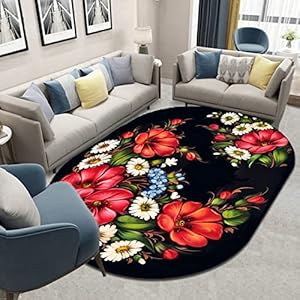 Tappeti Design Ovale Tapijten Voor Woonkamer Vloerkleed 150x180cm Moderne Minimalistische 3D Romantische Bloemen, voor Woonkamer Speelkamer Slaapkamer Bal Baby Baby Kruipen