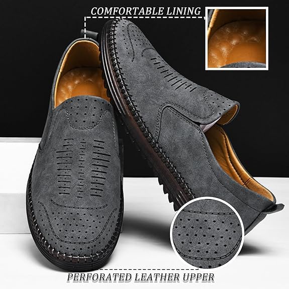 Men's Slip-On Orthopedic Leather Dress Loafers - Anti-Slip, Breathable & Comfortable with Arch Support for All-Day Wear, Men's Loafers & Moccasins Driving Shoes3