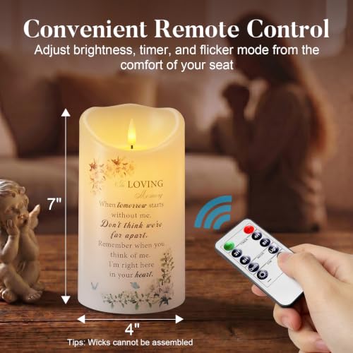 Image of Homemory Memorial Candle Bereavement Sympathy Gifts for Loss of Loved One, Real Wax LED Candle with Remote Memorial Gifts for Loss of Mother Loss of Father in Memory of Loved One Remembrance Gift