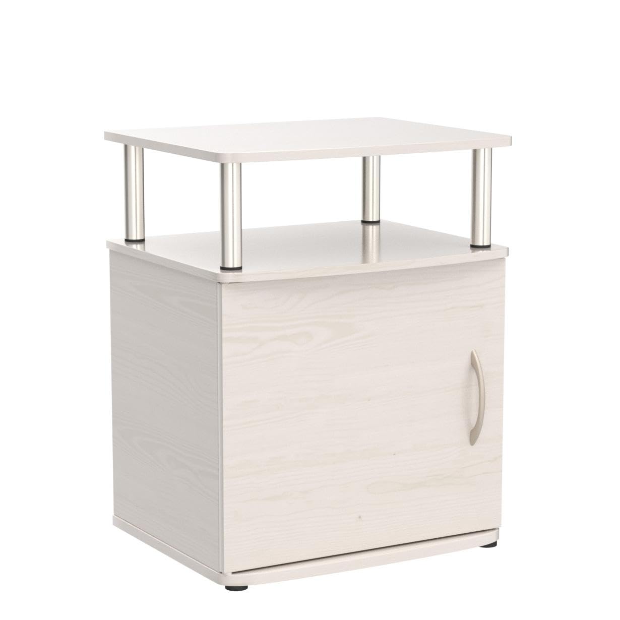 Furinno Jaya Tavolino dal Design Pratico, Legno ingegnerizzato, Rovere Bianco/Acciaio Inossidabile, Set di Due, 2 unità