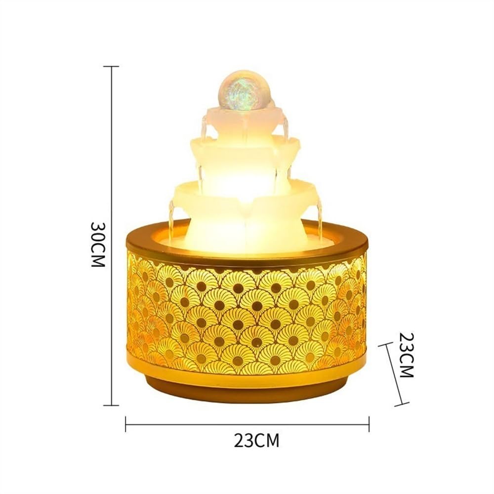 Fontana Tavolo Fontana d'Acqua Circolare da Tavolo, Feng Shui, Ruota, Ufficio, Soggiorno, Ingresso, Ornamenti Decorativi da Tavolo Fontana Interni(Grande)