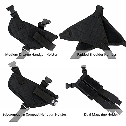 Depring Double Shoulder Holster Ambidextrous Horizontal Shoulder Rig Handgun Holster With Dual Magazine Holder Fits Most Pistols Revolvers #TOP3
