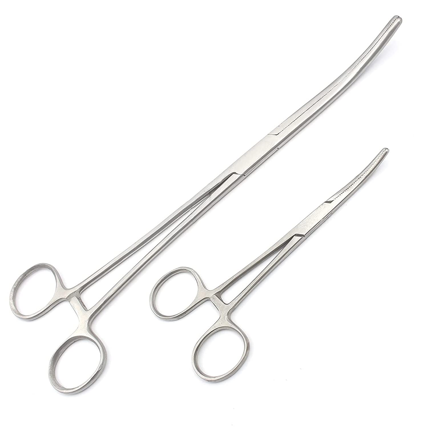 New 2Pc Fishing Set 6" + 12" Curved Hemostat Forceps Locking Clamps Stainless for Educational Use