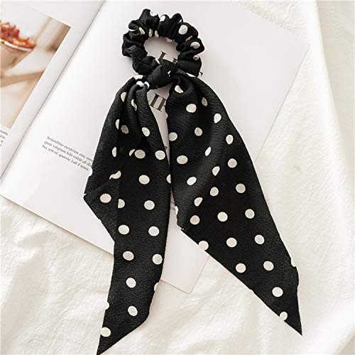 Wstążka do włosów Scrunchie szalik szyfonowa kokarda elastyczne gumki do włosów długi kucyk krawaty moda nakrycia głowy akcesoria do włosów dla kobiet-fioletowy (różowy 1 szt.)