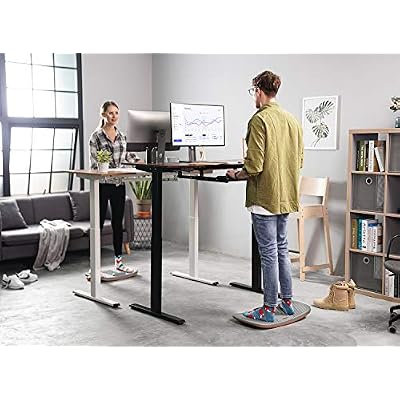 FEZIBO Standing Desk Mat with Anti Fatigue Bar, Wooden Wobble Balance Board with Ergonomic Design Comfort Floor Mat