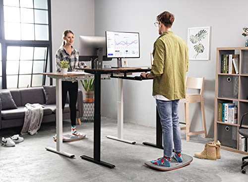 Image of FEZIBO Standing Desk Mat with Anti Fatigue Bar, Wooden Wobble Balance Board with Ergonomic Design Comfort Floor Mat