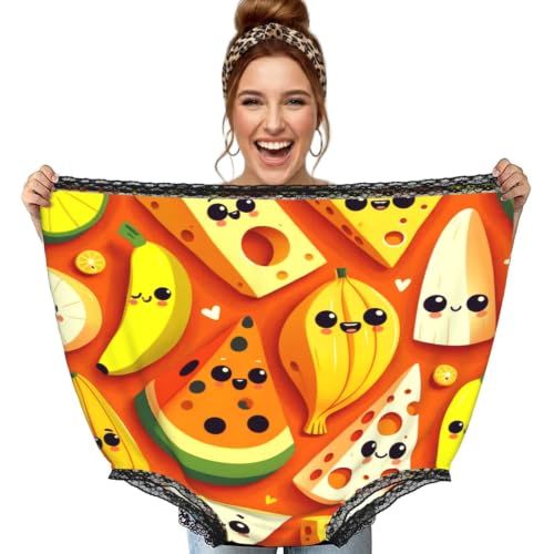 Culotte surdimensionnée Augenstern noire avec motif amusant fromage et fruits