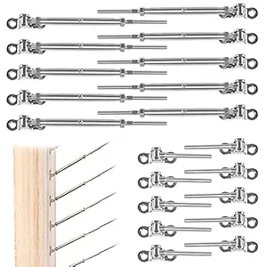 Muzata 10 Pairs Stainless Steel Cable Railing Kit Systems Fit 1/8