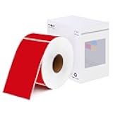 PARLAIM 3 X 5 Inch Adhesive Rectangular Color Coding Stickers, 500 PCS Square Inventory Label Name Tag Per Roll (Red)