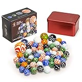 Yellow Mountain Imports Collector's Series Assorted Marbles Set in Tin Box, Lava Rocks