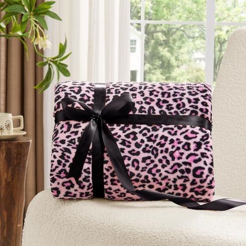 Image of BEDELITE Fleece Blanke for Couch & Bed Pink Leopard Throw Blanket - Soft & Cozy Cheetah Blanket for Sofa, Lightweight Fleece Animal Print Decor, for Women 50 inchx 60 inch, Pink